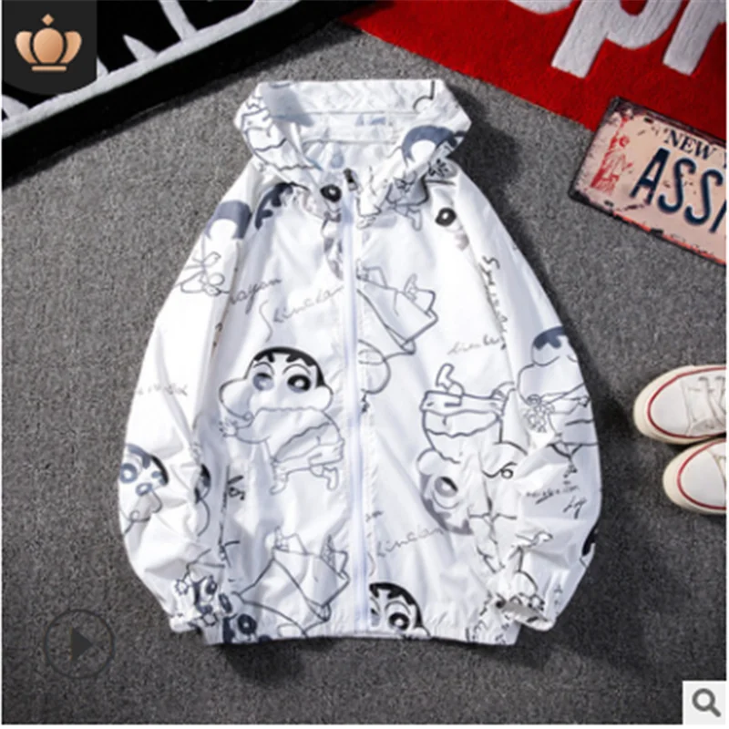 

Jacket male 2021 new summer sun protection clothing breathable fishing clothing Hong Kong wind cartoon animation hooded sun prot