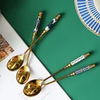 Ложка из нержавеющей стали с керамической ручкой, ложки для помешивания чайная ложка для мороженого, кофе, десерта, торта, меда, 1 шт.