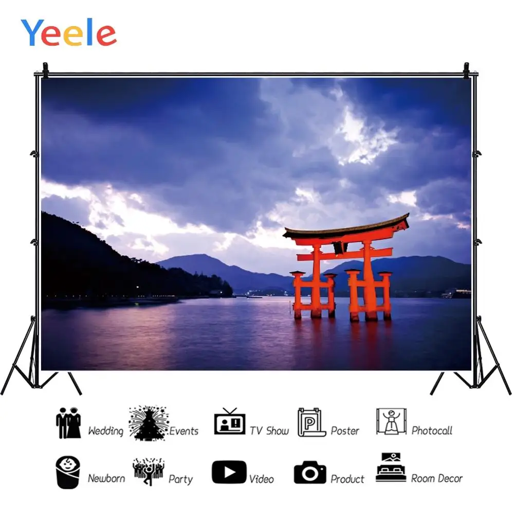 Yeele Landscape Portrait Night Red Torii River Ins Photography Backdrops Personalized Photographic Backgrounds For Photo Studio |