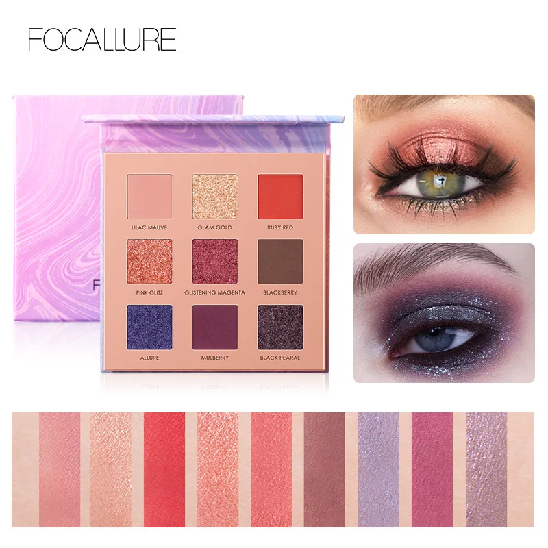 

FOCALLURE 9 Colors Eyeshadow Palette Professional Eye Makeup Cosmetics Natural Shimmer Shadow Palette