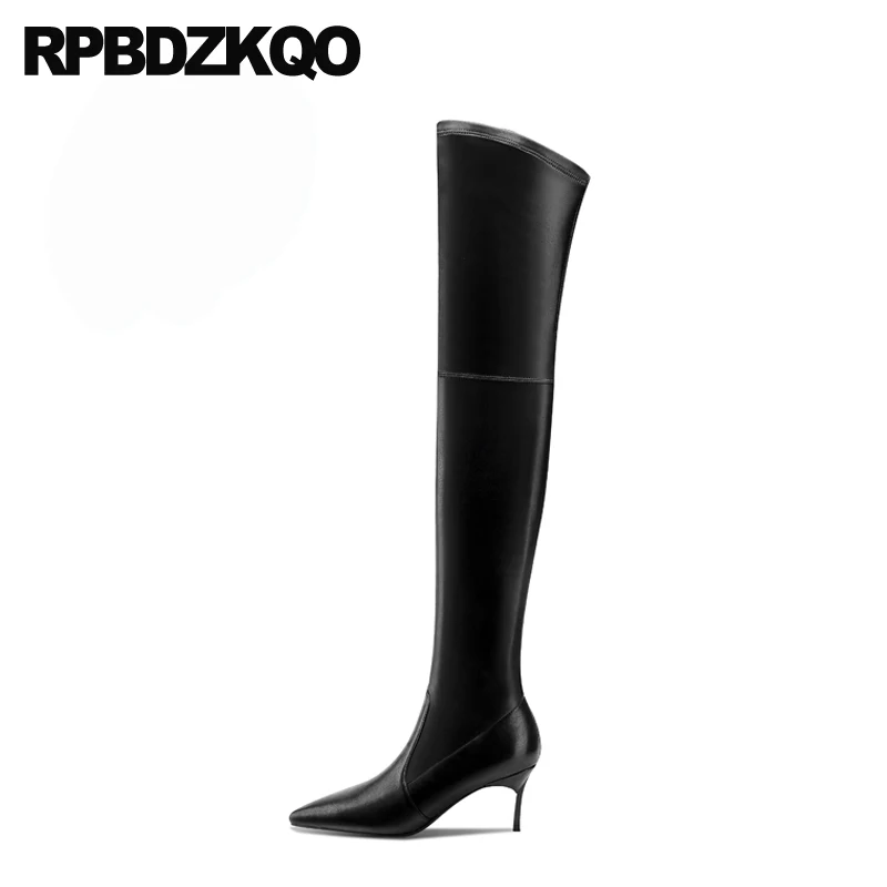 Женские туфли выше колена каблук-шпилька острый носок металлическая подошва