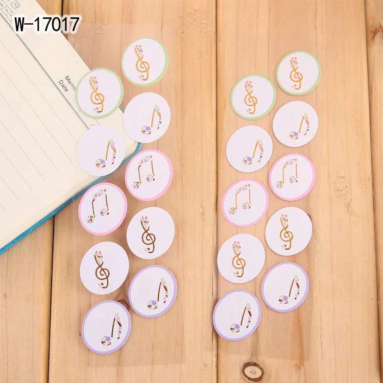 musical note A 2 set 2 set Decorative Vintage Journal Diary Gold Paper Flower Plant Stickers Scrapbooking Flakes Stationery - Цвет: musical note A 2 set