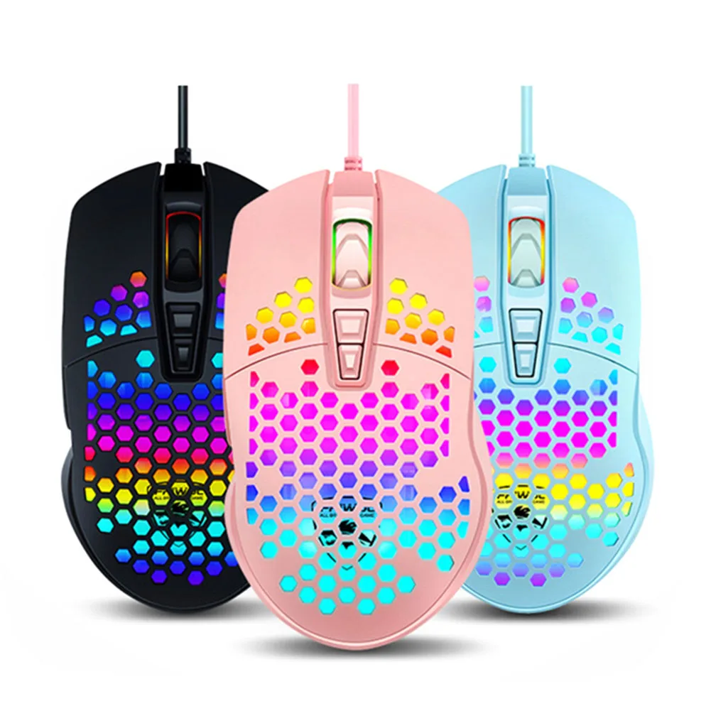 

V9 USB Wired Gaming Mouse Honeycomb Shell Colorful RGB Backlight Computer Gamer Ergonomic 4000 DPI 7 Buttons Optical Mice for PC