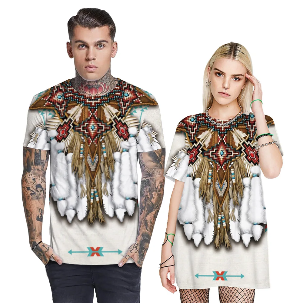 

Plus Size 5XL 3D Indian Print Men's Fashion T-Shirts O-Neck Casual Short Sleeve Couples Vintage Tee Summer Mens Clothing T Shirt