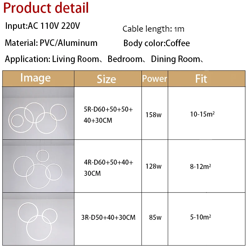 Современная светодиодная Люстра для гостиной столовой кухни кофейного круга