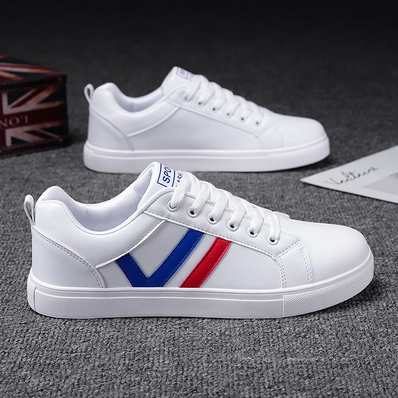 

High Quality Men's Leather Shoes Flat Men's Shoes Slip On Sneakers Men Fashion Leather Casual Shoes White Sneakers Men