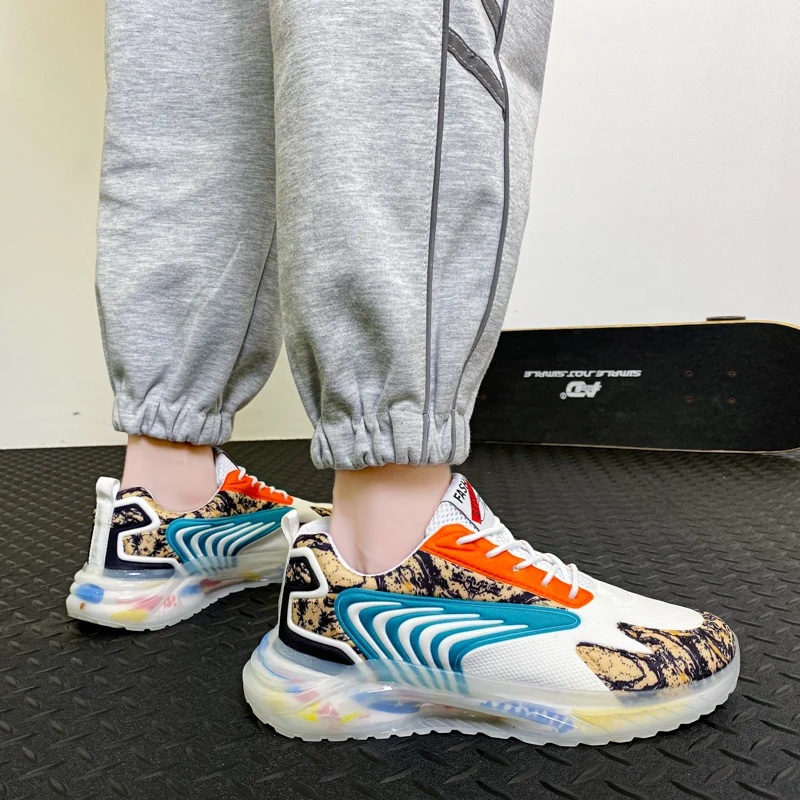 JIEMIAO 2021 New Man Shoes Mesh Breathable Sport Running Shoes Light Comfortable Lace-up Air Cushion Men Sneakers Size 39-46