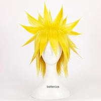 namikaze minato cosplay wig short lemon yellow heat resistant synthetic hair wig wig cap