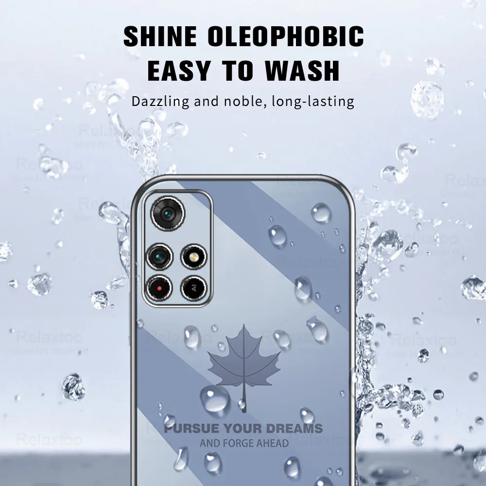 poko m4 pro 5g cases maple leaf plating phone case for poco m4 pro nfc pocco little m 4 pro 6 6in soft tpu camera protect cover free global shipping