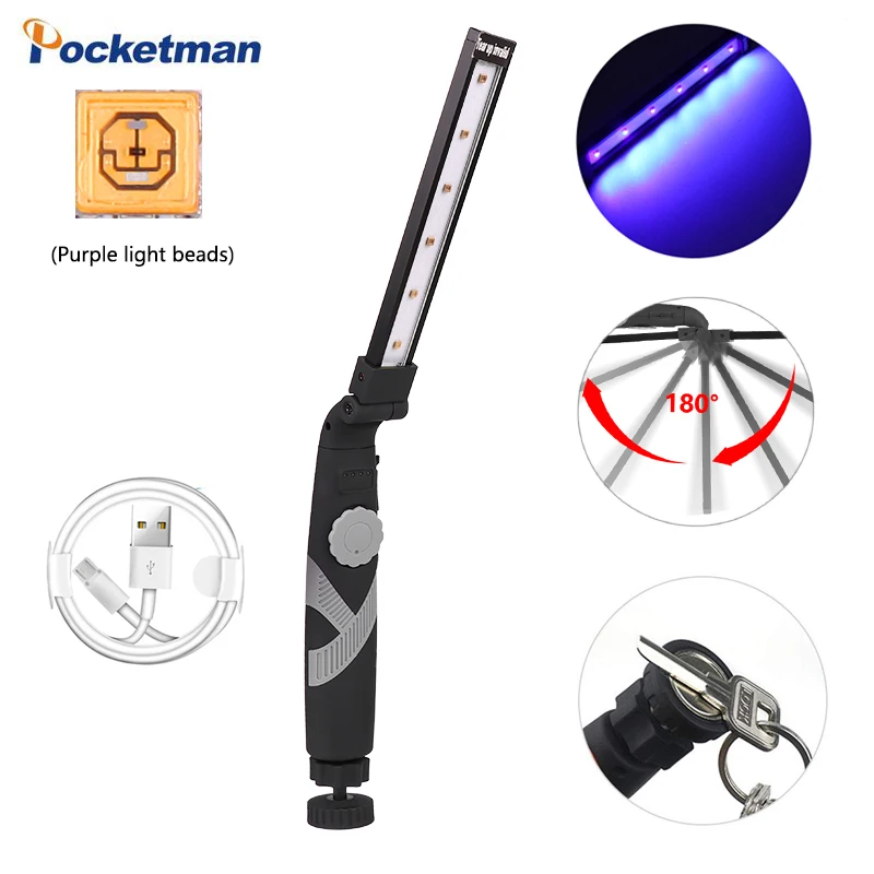 Светодиодный УФ светильник для дезинфекции Перезаряжаемый USB фонарик гибкий