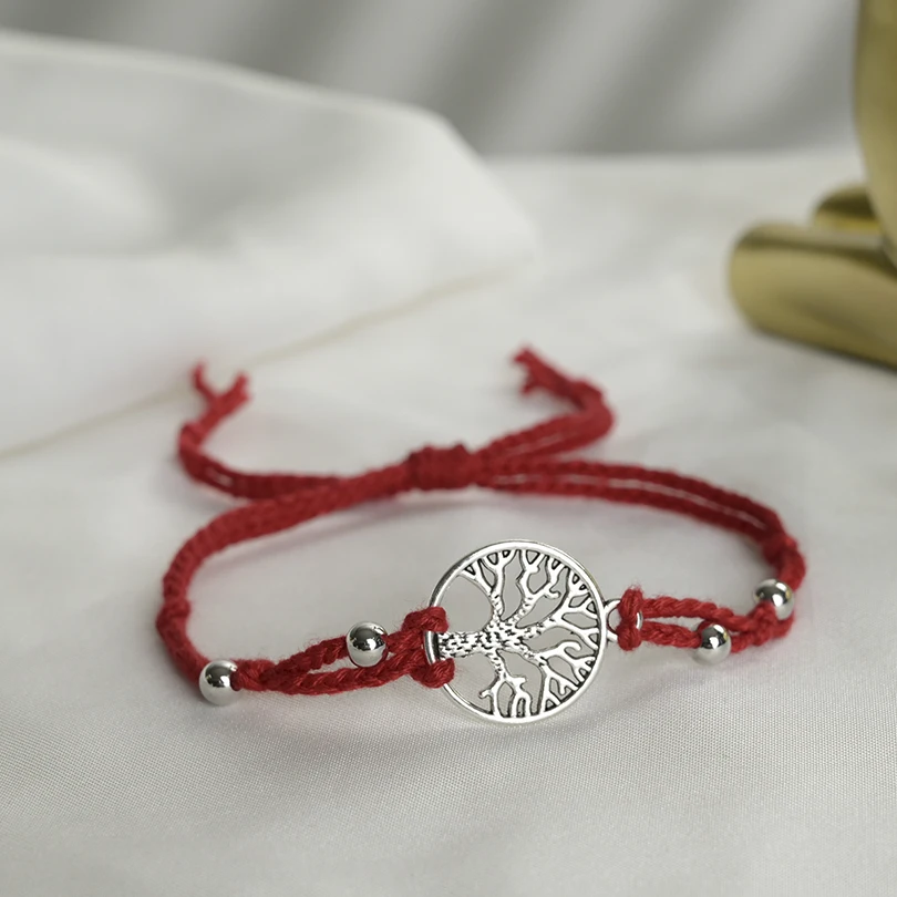 2 шт./компл. модные браслеты серебряного цвета с подвесками в виде дерева жизни