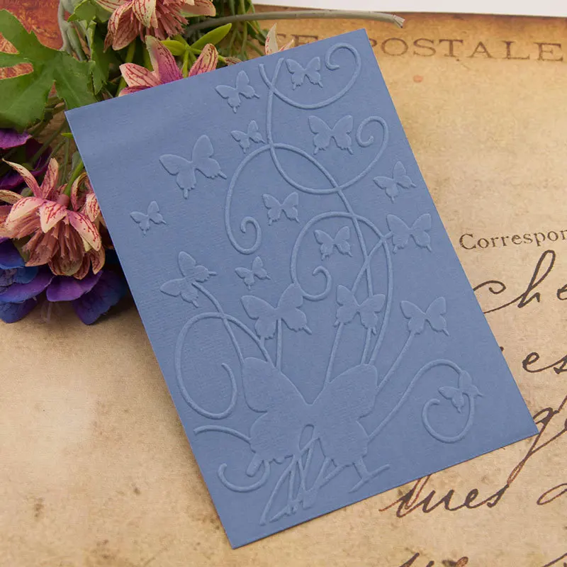 3D вогнутая выпуклая тиснение зажим папка бабочка скрапбук крафт бумага|Папки для