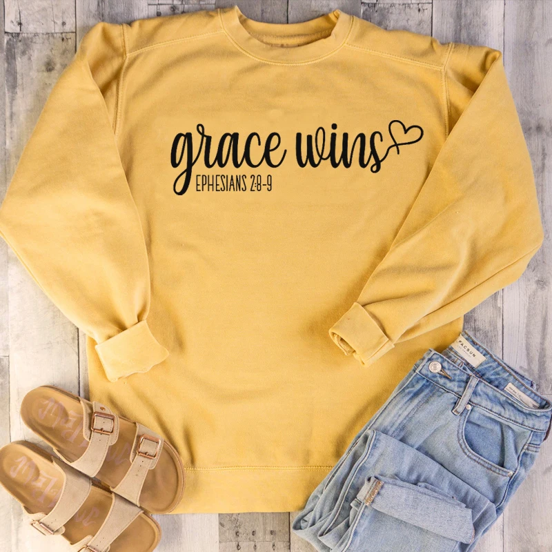 Женский свитшот Grace Wins Свитшот из чистого хлопка с графическим слоганом в виде