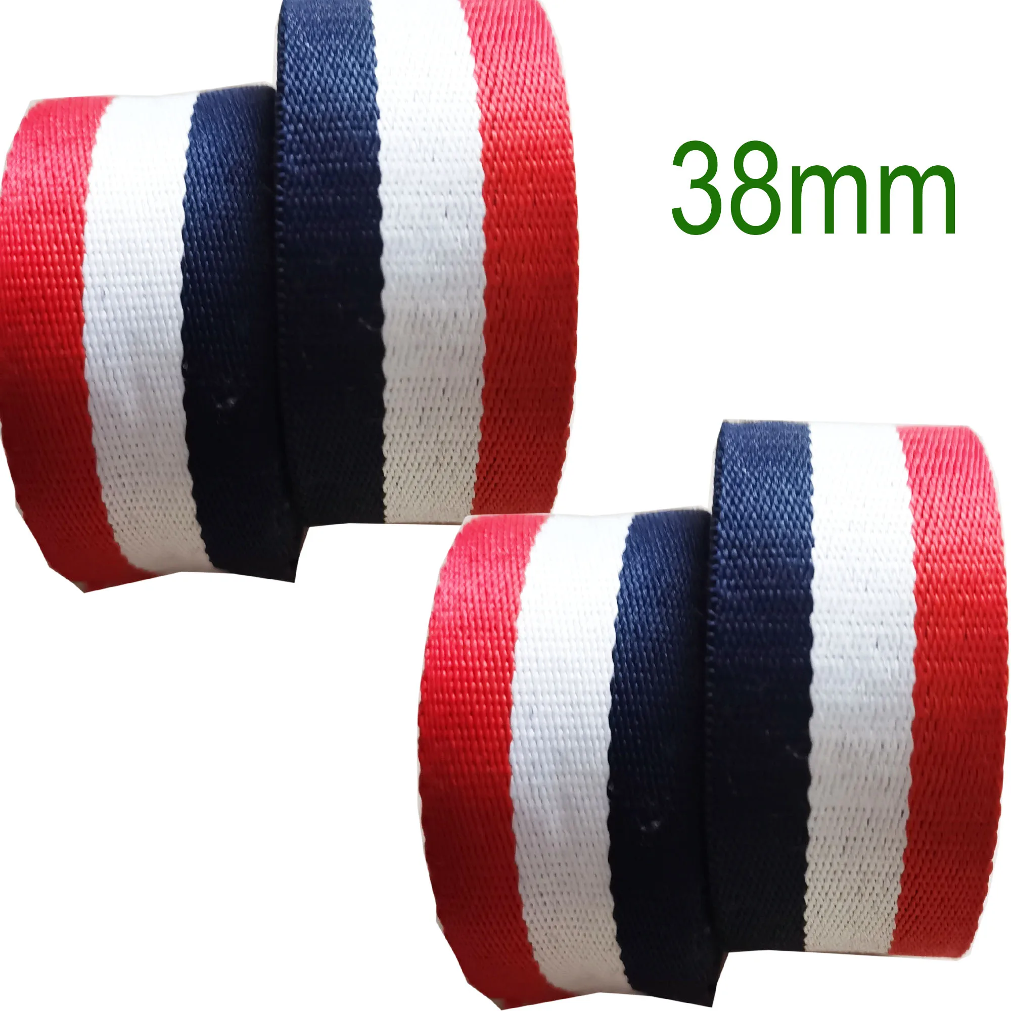

1 1/2" Blue White Red Striped Cotton Webbing-38mm-Belt Soft Key Fob Lanyard Bag Purse Webbing Leash Supplies-1-5 Yards