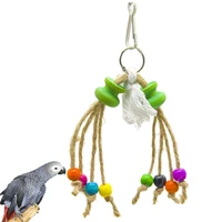 bird chewing toy rope colorful bead natural wooden parrot cage toy for parakeet cockatiel bird training accessories tool
