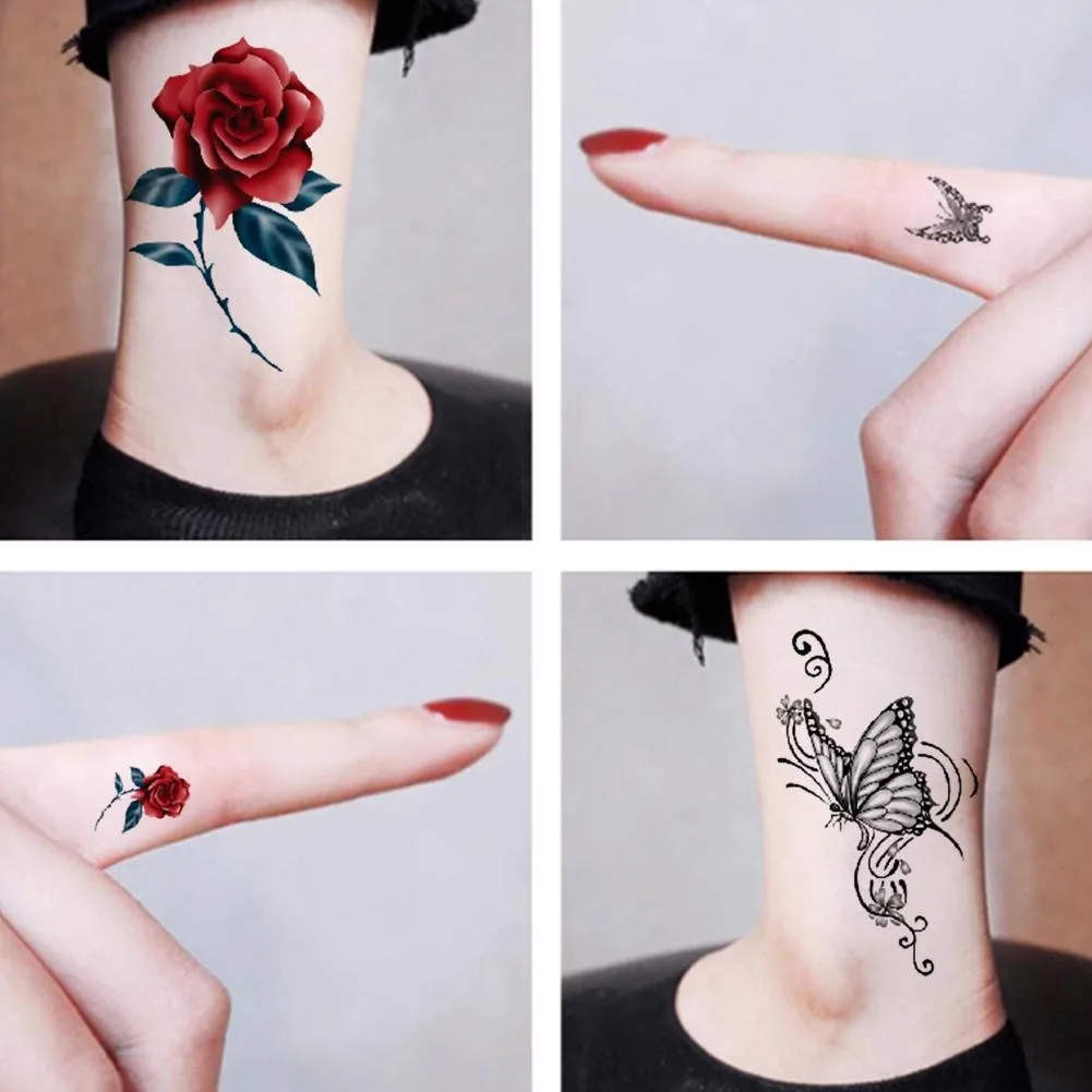 Боди арт водонепроницаемые Временные татуировки бабочка цветок плечо