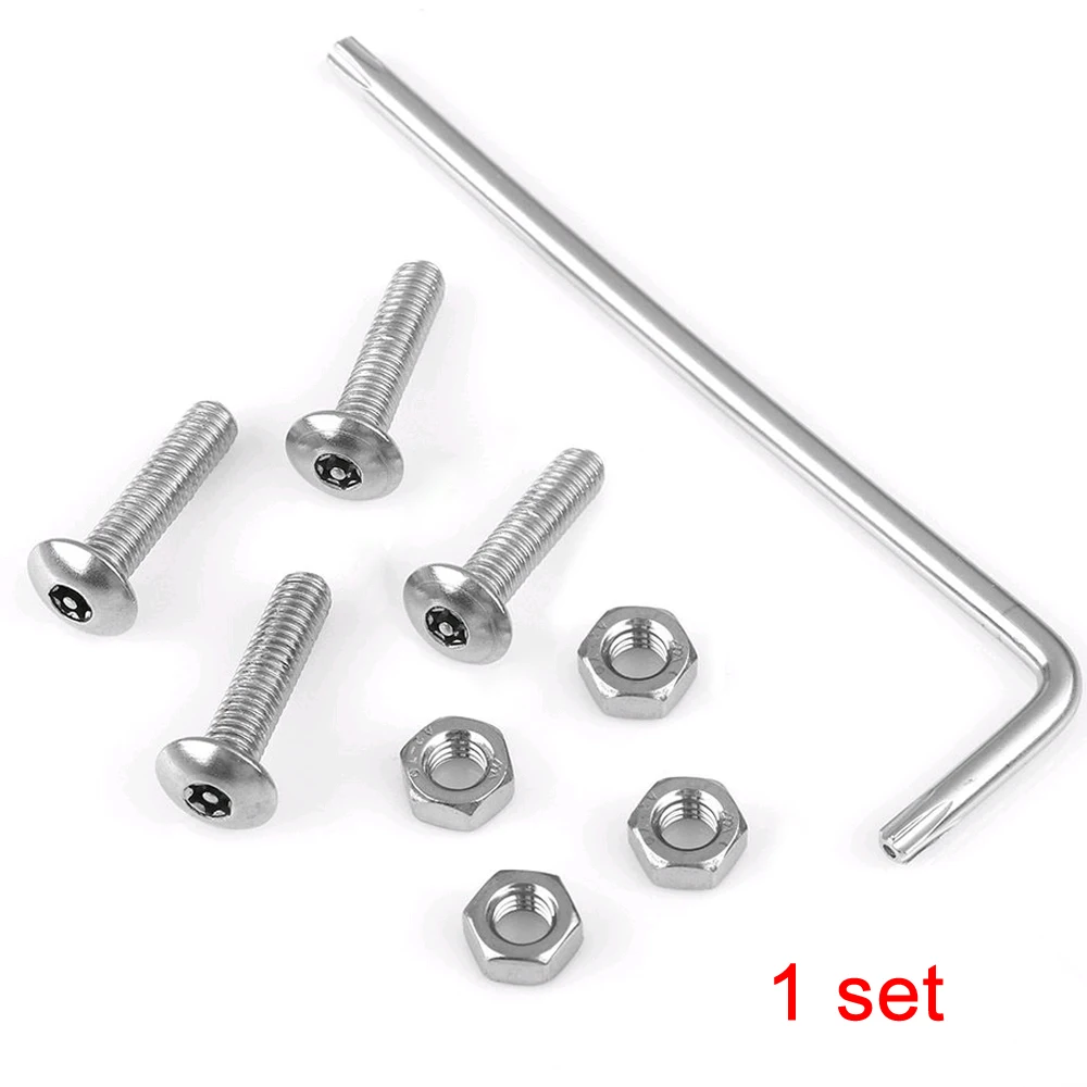4Pcs Silver Car Anti Theft Anti-Tamper Security Stainless License Plate Screws Durable High Quality Exterior Parts Universal | Автомобили