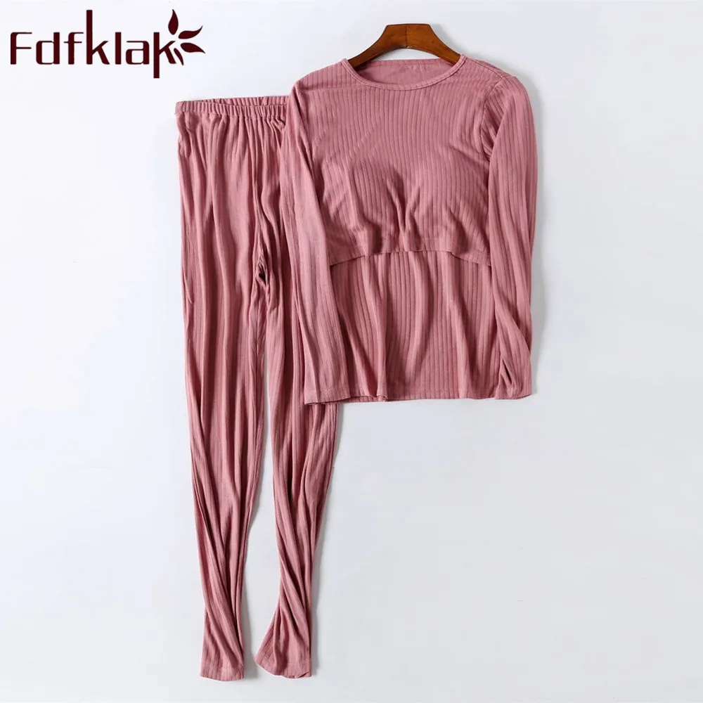 Fdfklak пижамы большого размера плюс для беременных с длинными рукавами