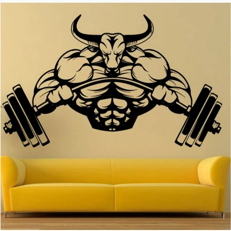 

Креативные настенные Стикеры с изображением Головы Быка и тяжелой атлетики, домашний декор для спортзала, занятий спортом, фитнесом, настен...