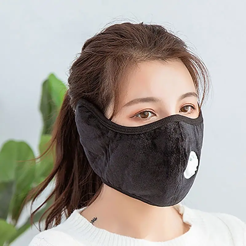 Осенняя дышащая маска Pm2.5 от смога и пыли унисекс теплая защита ушей Два в одном