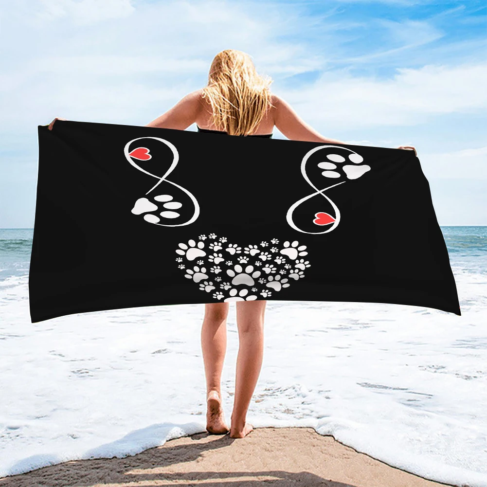 

PHAYON paw print bone print adult beach towel household towel surf cape microfiber bath towel fitness sweat-absorbent towel