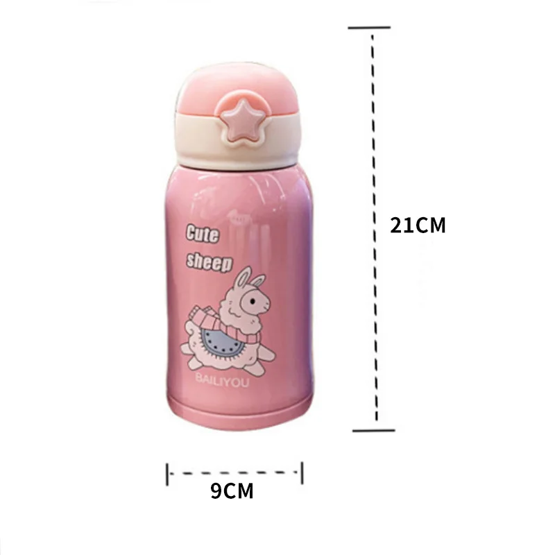 

Portable Stainless Steel Travel Mug Sippy Anti-drop 6-12 Hours Insulated Cup Cartoon Child Outdoor Travel Straw Drinking Bottle