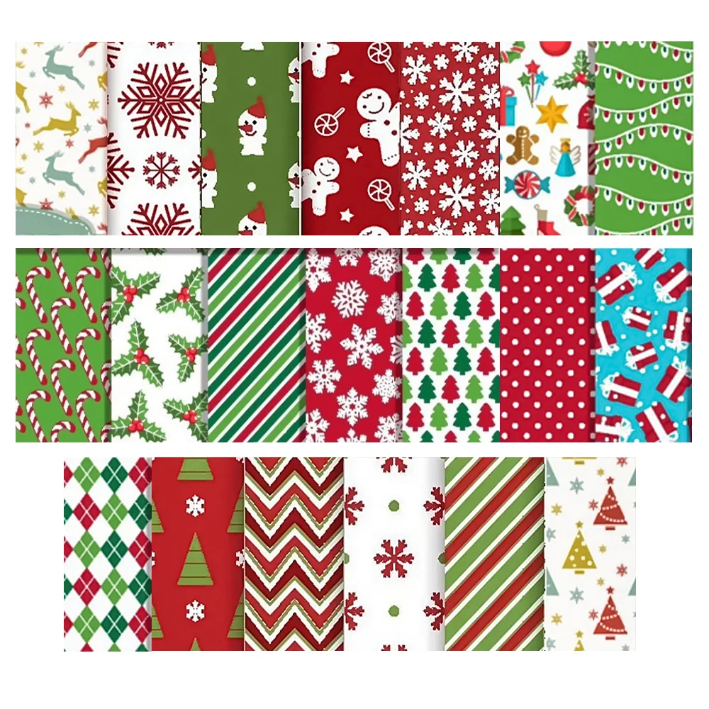 

20 Pieces 10 x 10 Inch Christmas Cotton Fabric Sewing Square Christmas Patchwork for DIY Sewing Quilting Xmas Sock Apron Crafts