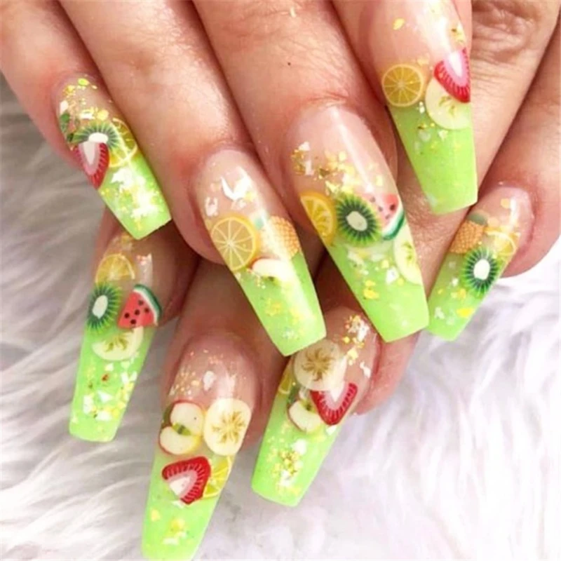 12 ячеек/коробка мультяшный 3D полимерный стикер из глины Типсы для ногтей цветок