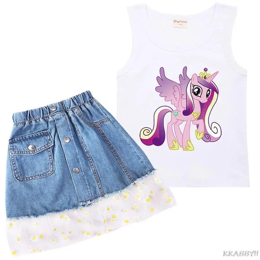 Летняя Новинка Детский жилет My Little pony футболка для девочек Повседневная и