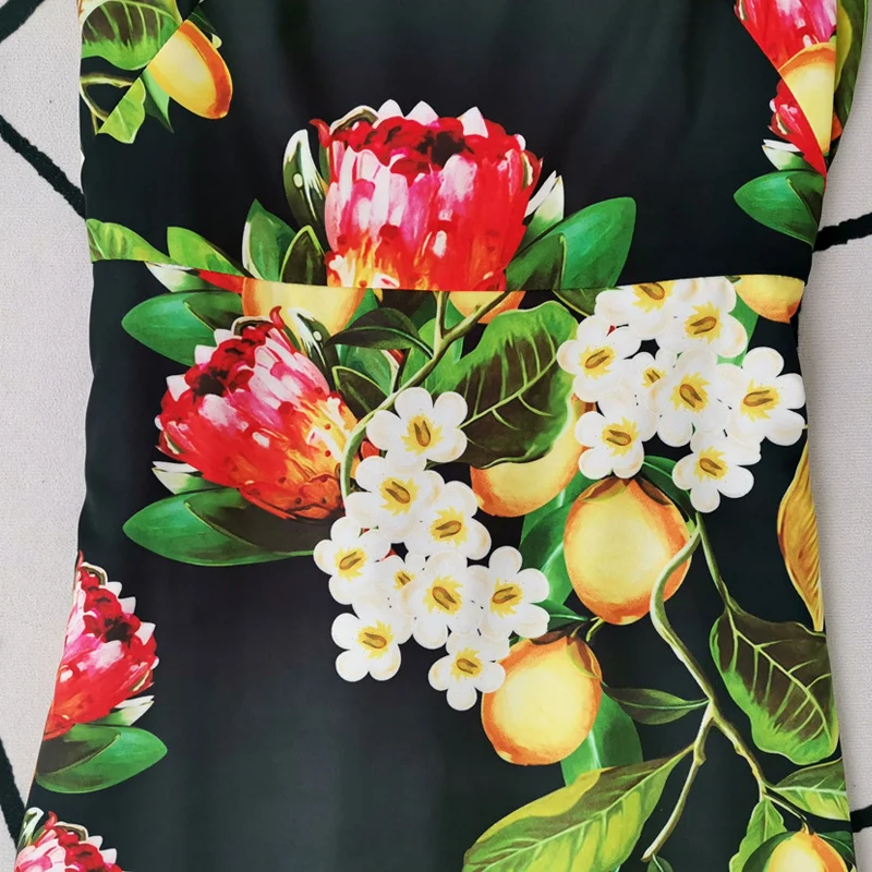 

Runway High Quality Designer Summer New Women'S Fashion Vacation Casual Vintage Elegant Printing Suspenders Party Long Dress