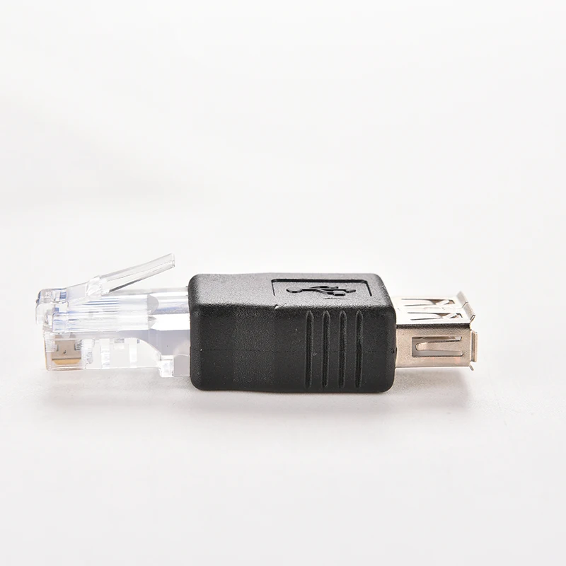 

PC Crystal Head RJ45 Male to USB 2.0 AF A Female Laptop LAN Network Cable Ethernet Converter Transverter Plug Adapter Connector