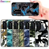 for huawei p40 p30 p20 pro lite e plus 5g bright black phone case camouflage pattern for huawei p10 p9 p8 lite cover