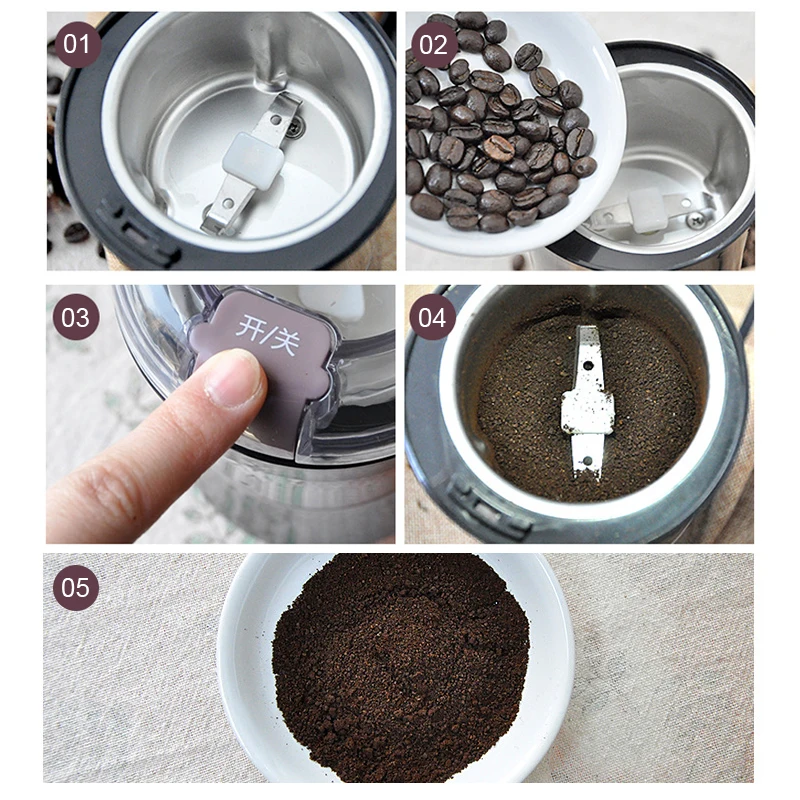 

Portable Coffee Grinder 400W Electric Grinding Machine Kitchen Salt Pepper Spices Nuts Beans Grind Mill with Cleanning Brush