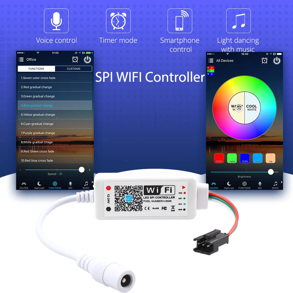 1 комплект удивительный SPI музыкальный WiFi контроллер приложения + 30 светодиодный