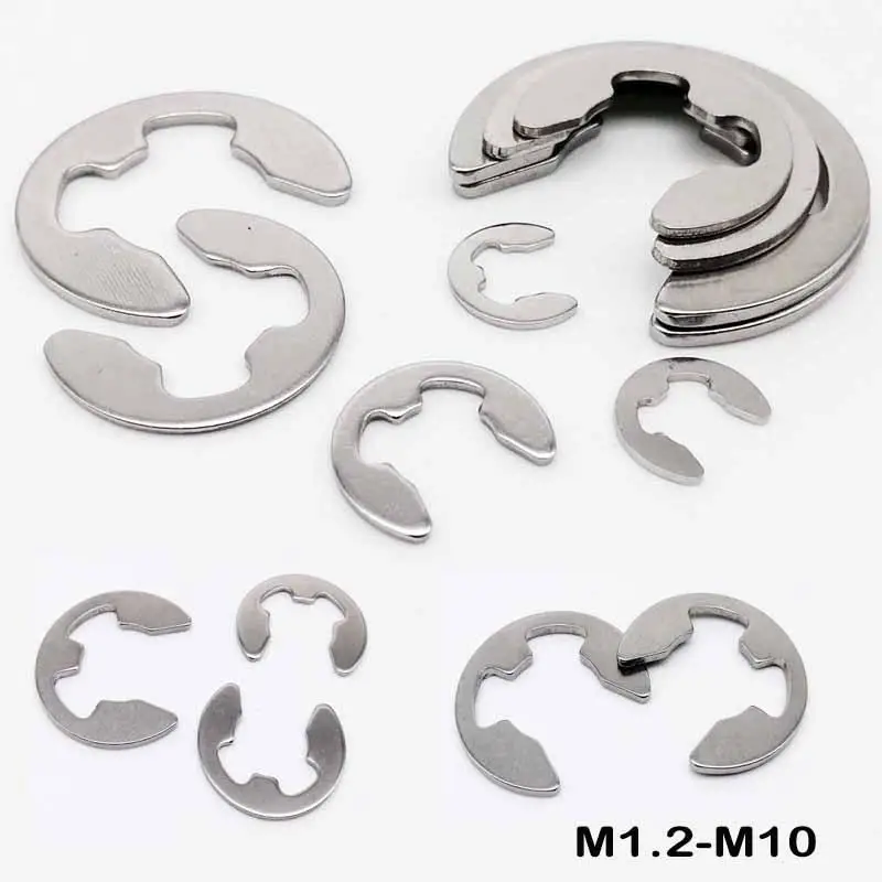 

50/100PCS M1.2 M1.5 M2 M3 M3.5 M4 M5 M6 M7 M8 M10 304 Stainless Steel E Clip Circlip Retaining Ring Washer for Shaft Fastener