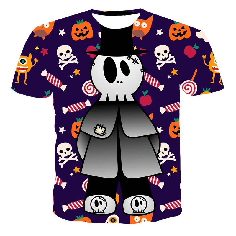 

New T-shirt male high-quality male T-shirt Halloween series short sleeve 3D printing male T-shirt stylish and handsome