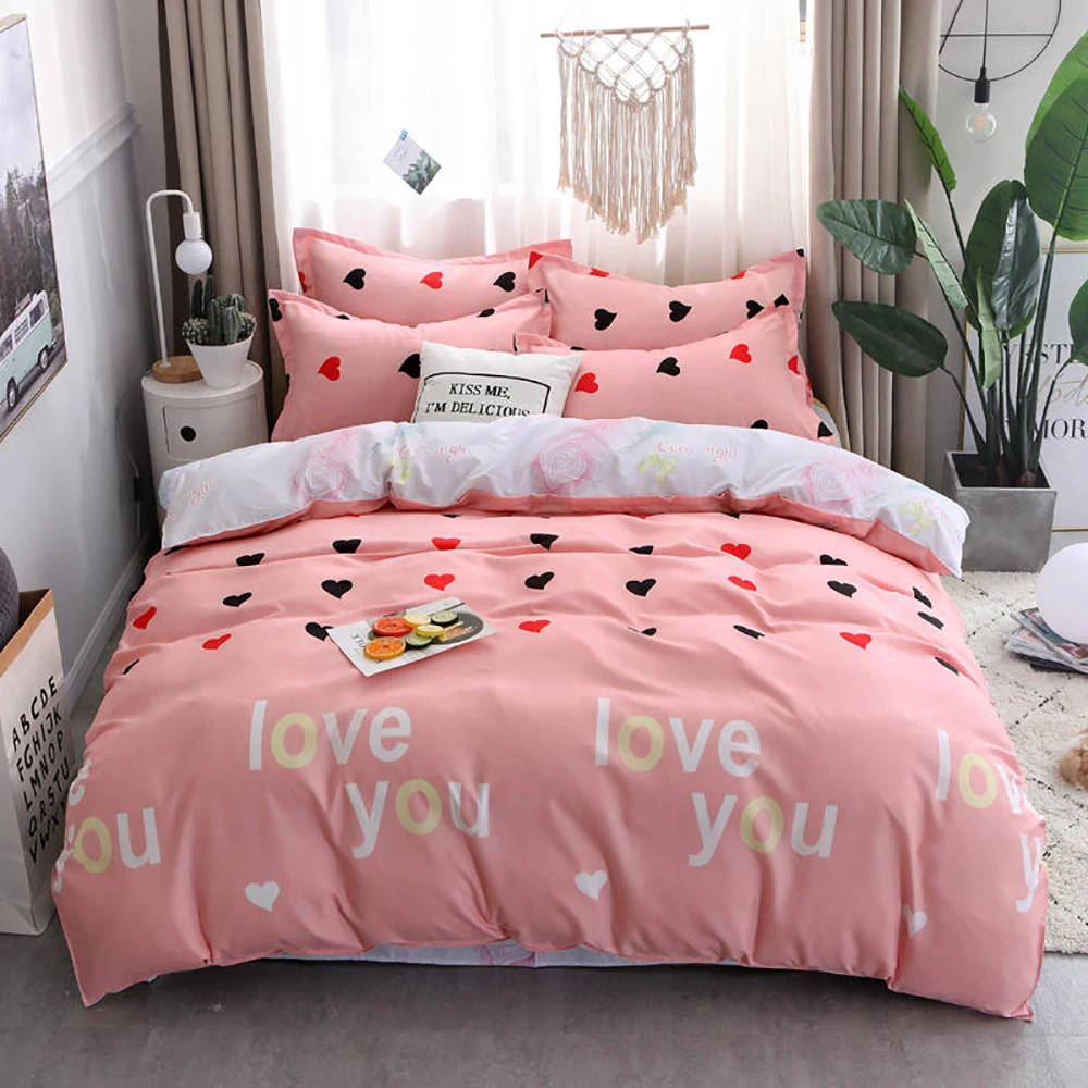 

Thumbedding Pink Bedding Set Love Sweet Romantic Classic Duvet Cover For Girls Queen Full Twin Single Unique Design Bed Set