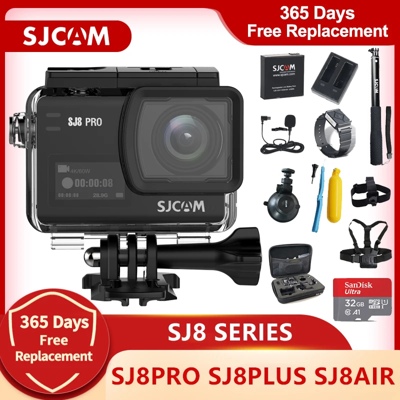 

Экшн-камера SJCAM серии SJ8, водонепроницаемая Экшн-камера SJ8 Air, SJ8 Plus, SJ8 Pro, 1290P, 4K, Wi-Fi, пульт дистанционного управления