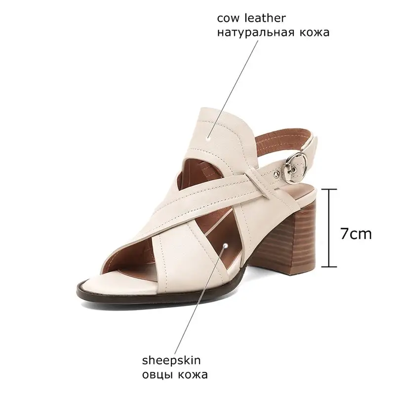 

ALLBITEFO Open Toe Sandals Comfortable Thick Heel Genuine Leather Women Heels Sandals Sexy Fashion Girls Shoes Sandals For Girls