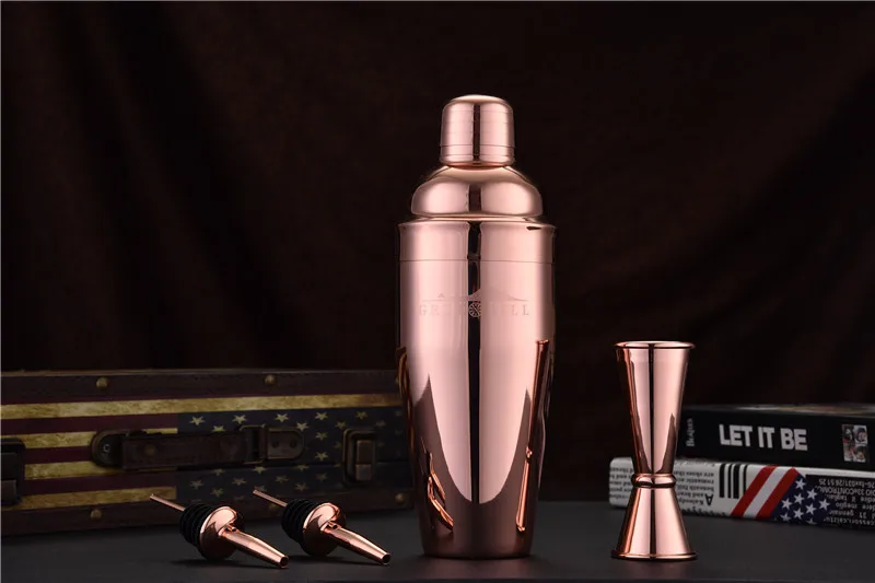 Премиум набор из 4 штук: шейкер 24 унций нержавеющей стали 18/8 двухконцевой Джиггер