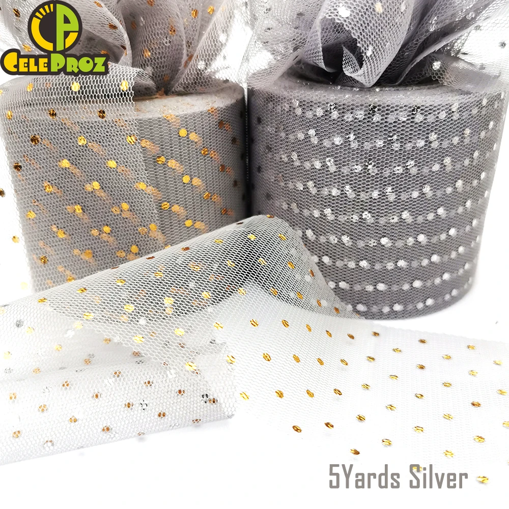 6 см 5 ярдов Блестящий тюль в горошек конфетти сетка рулон мягкий лента выпечки
