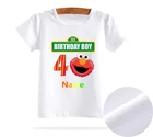 Футболка детская одежда Детская Улица Сезам на день рождения мальчика рубашка с номером и бантом детская одежда Забавный мультяшный летний топ футболки