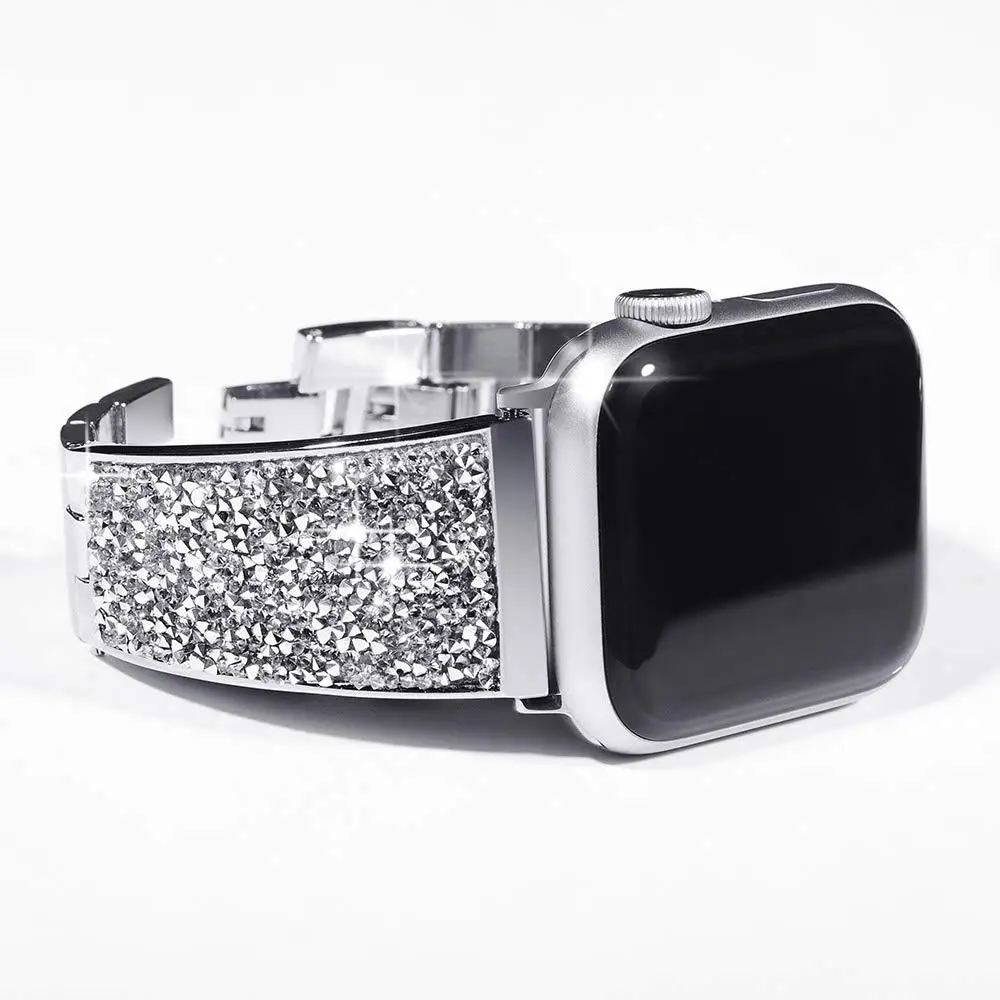 silver Браслет на ремешок для часов аpple 42 мм 44 мм 38 мм ремешки для Apple Watch 4 3 2 ремешок для iwatch ремешок 42 мм полосы из нержавеющей стали Роза - Цвет ремешка: silver