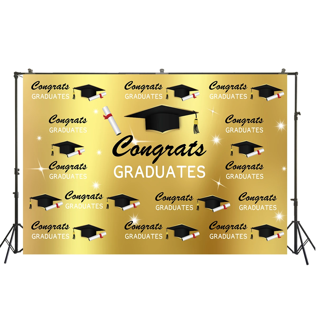 Выпускной фон Congrats шапочка выпускника Черное золото мальчики девочки фото