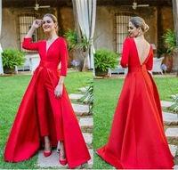 2020 hot red prom dresses long sleev prom gowns custom jumpsuits women formal evening dresses floor length