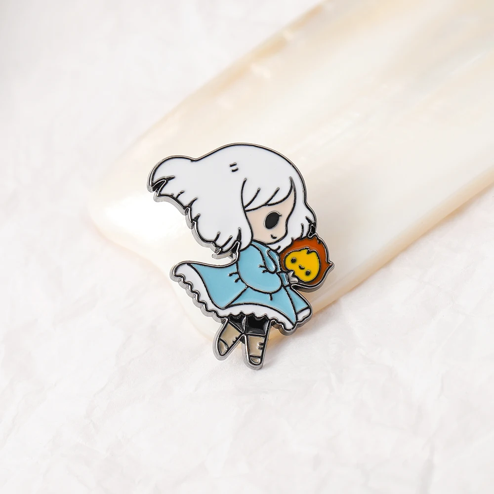 Howl's Moving Castle твердая эмалированная булавка Милая мультяшная брошь в виде медали