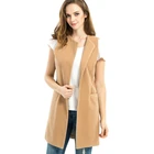 Жилет женский офисный однотонный с карманами, Повседневная Верхняя одежда без рукавов, черныйхаки, 3xl, весна-осень