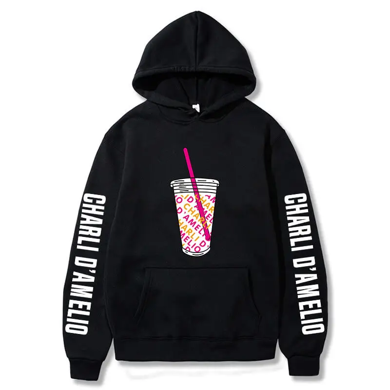 

Harajuku Ice Coffee Splatter Hoodies Sweatshirts Men and Women oversized hoodie Charli DAmelio Pullover Unisex Tops Hoody COTTON