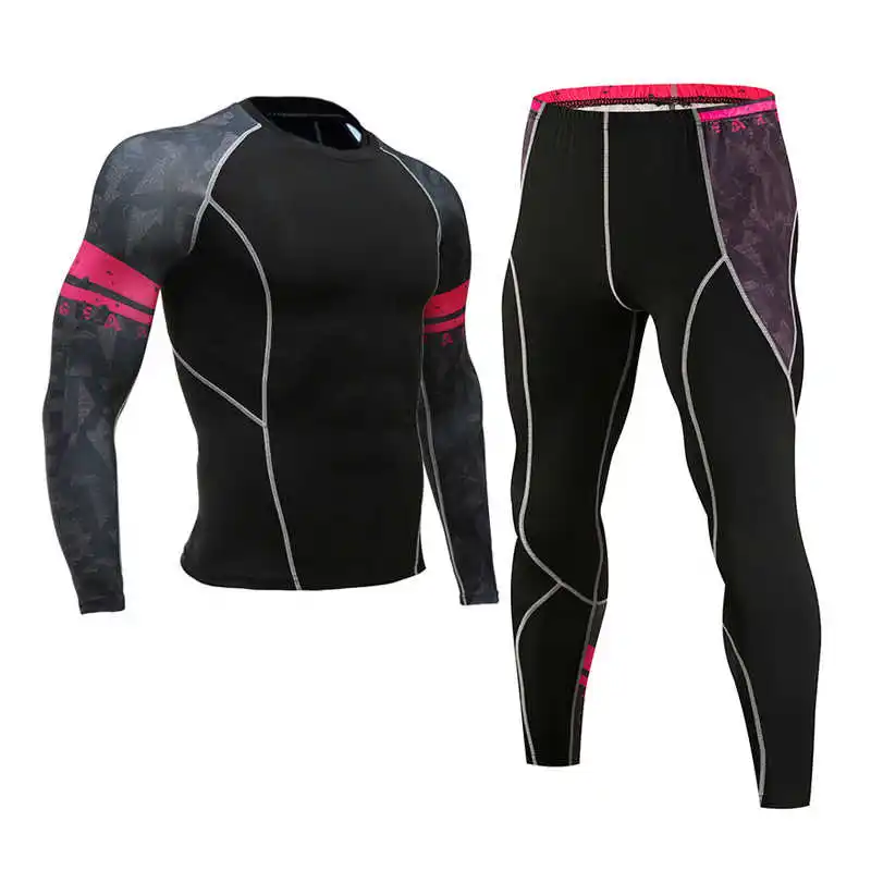 

Winter Thermal Underwear Set Men's Sportswear Running Training Warm Base Layer Compression Tights Jogging Suit Men's Gym 2019