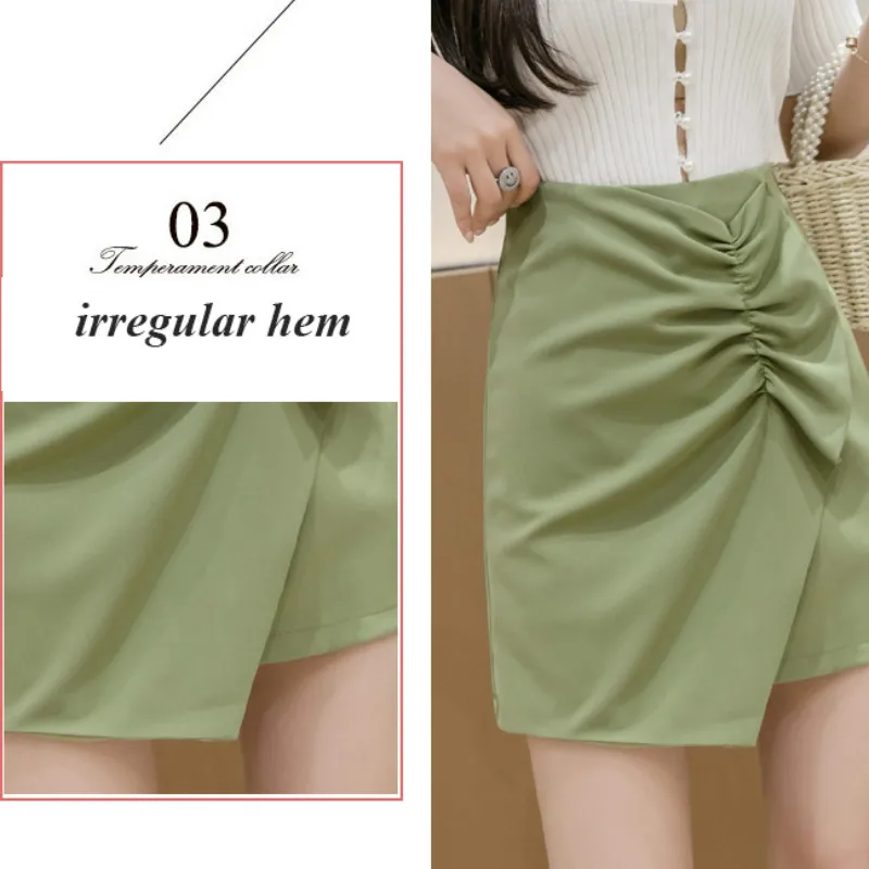 

Skirts Women Purple High-waist Pleated Ruffle Slim Fishtail Mini Skirt Girl Sweet Elegant A-line Bodycon Simple Trendy All-match